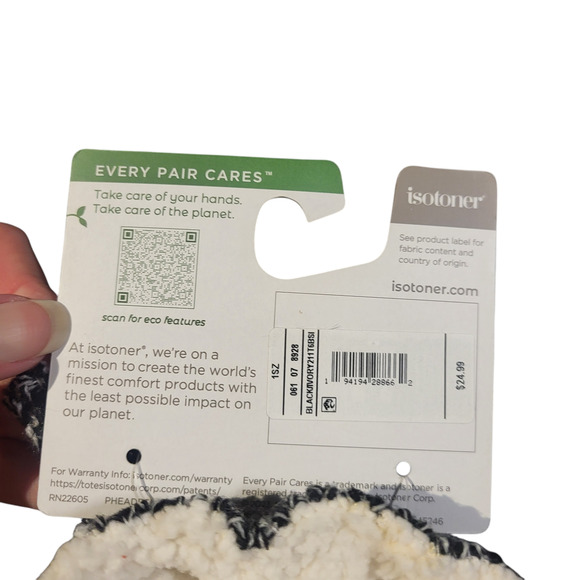 NWT Isotoner eco comfort black and white gloves, one size - Picture 5 of 5